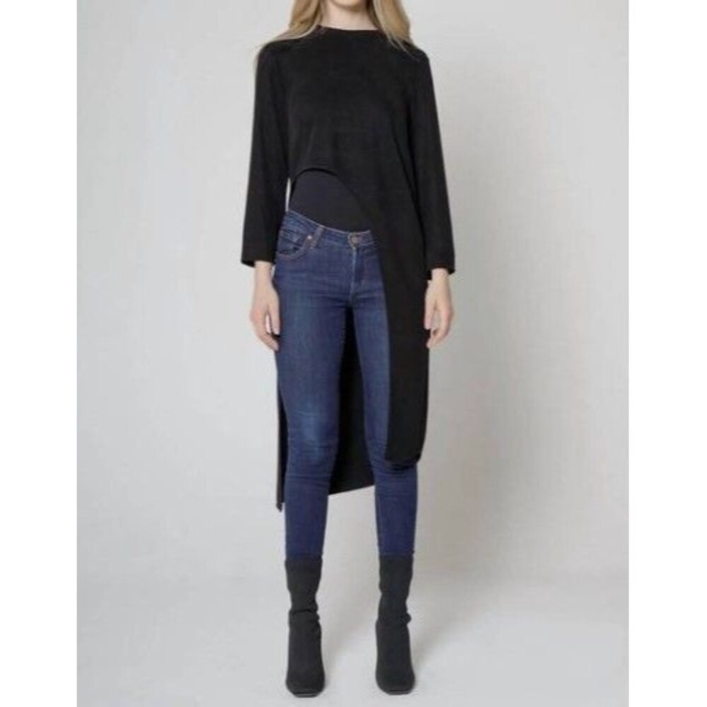 Maven West Top Black Hi Low Long Sleeve Retail $163 Womens Size M
